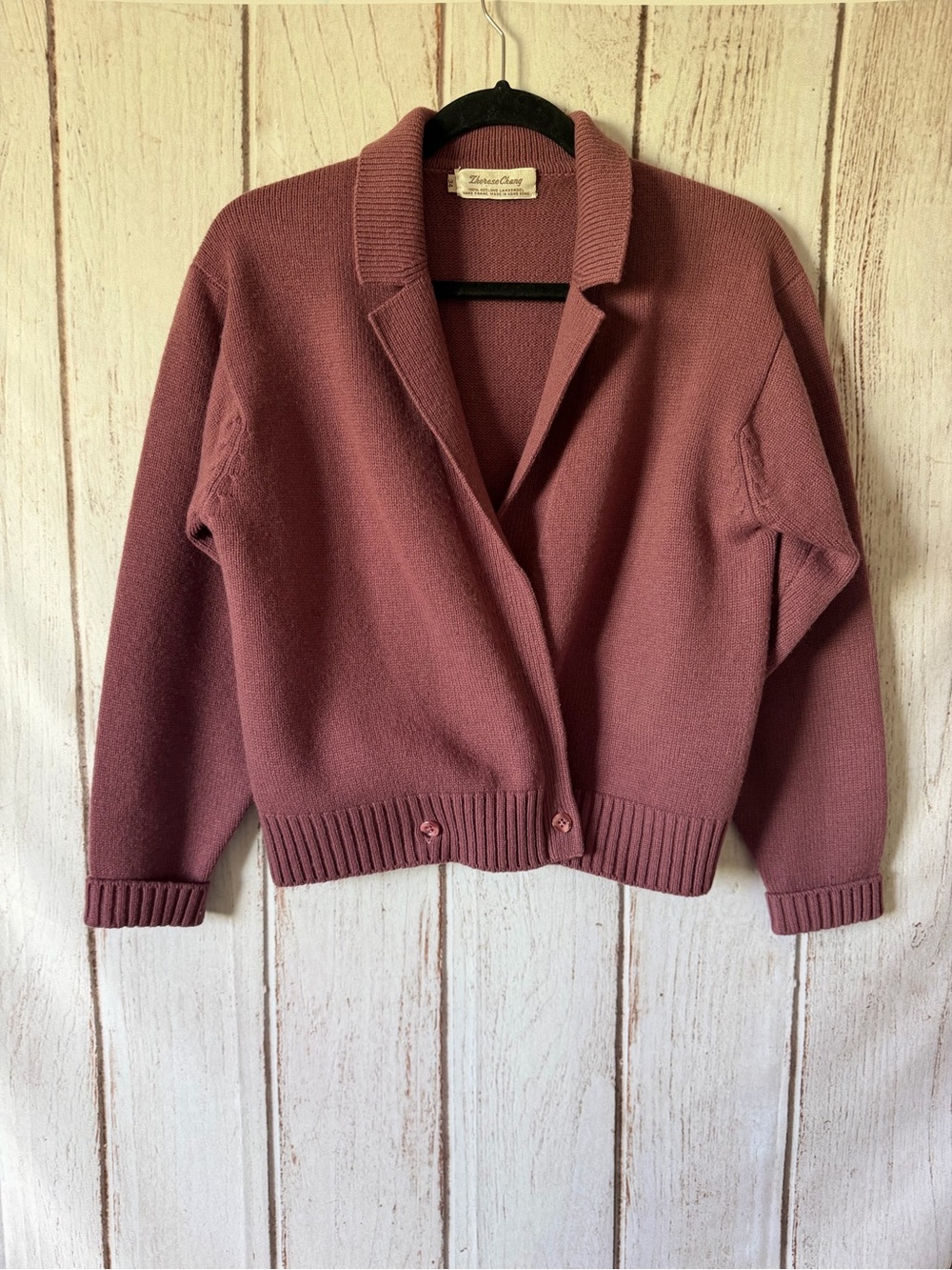 Therese Chang Vintage 100% Geelong Lambswool Hand Frame
Cardigan Sweater Pink